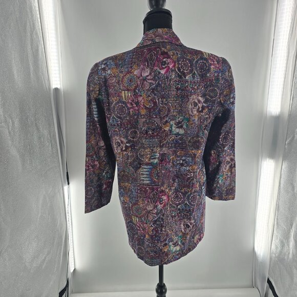 Marc D’Alcy Blend Purple Gold Blazer flower‎ print Size 10 - Picture 3 of 7